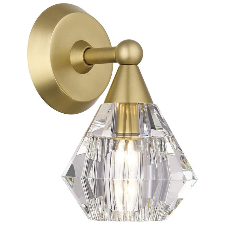 Image 1 1 Light Natural Brass Crystal Single Sconce