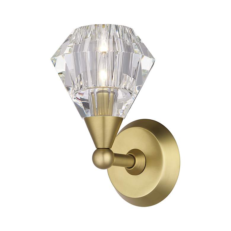 Image 4 1 Light Natural Brass Crystal Single Sconce more views