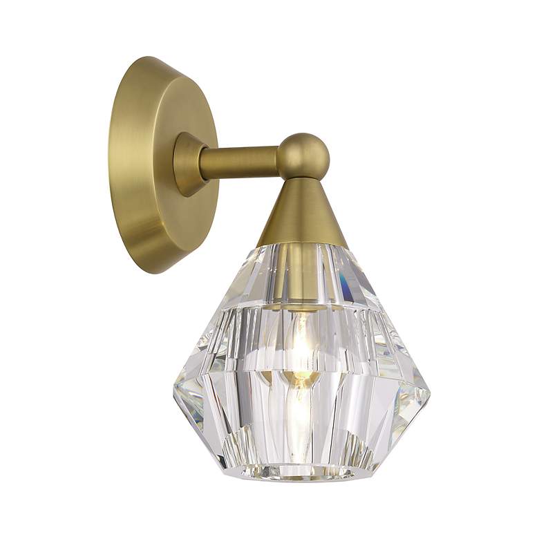 Image 6 1 Light Natural Brass Crystal Single Sconce more views