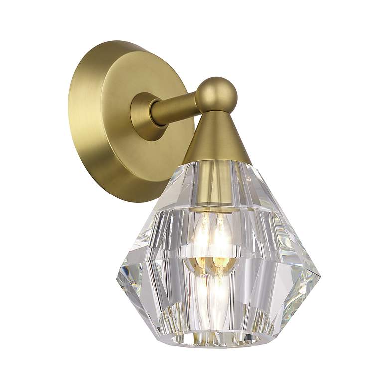 Image 7 1 Light Natural Brass Crystal Single Sconce more views