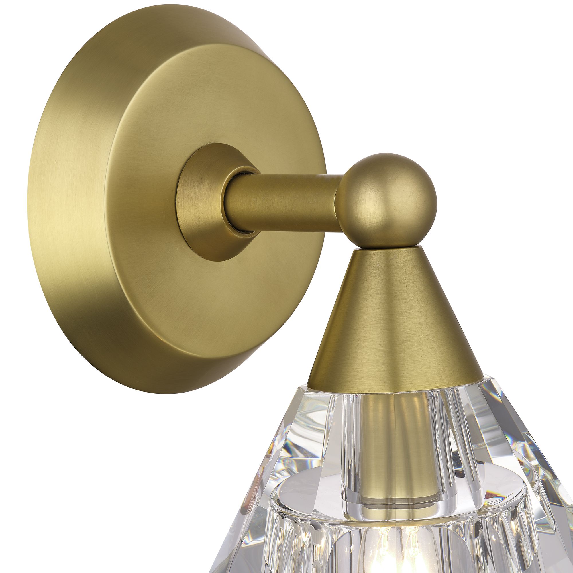 1 Light Natural Brass Crystal Single Sconce