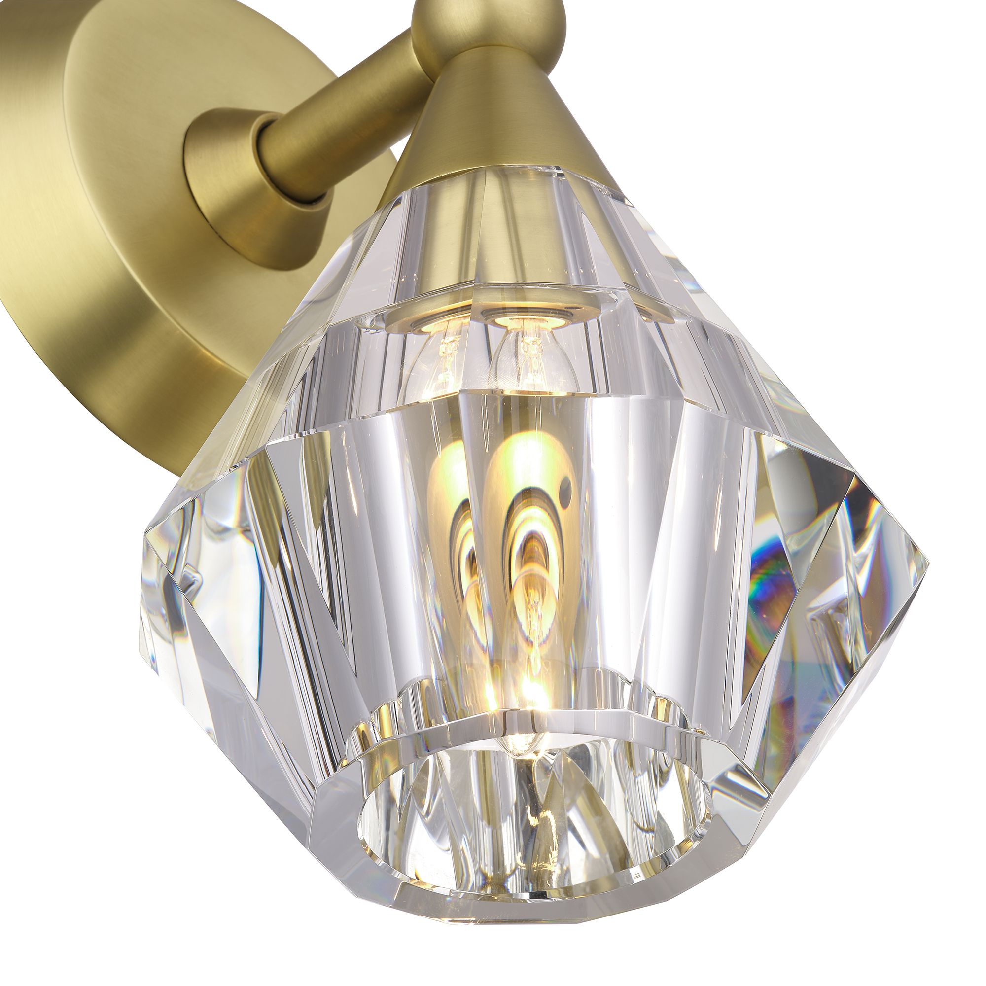 1 Light Natural Brass Crystal Single Sconce
