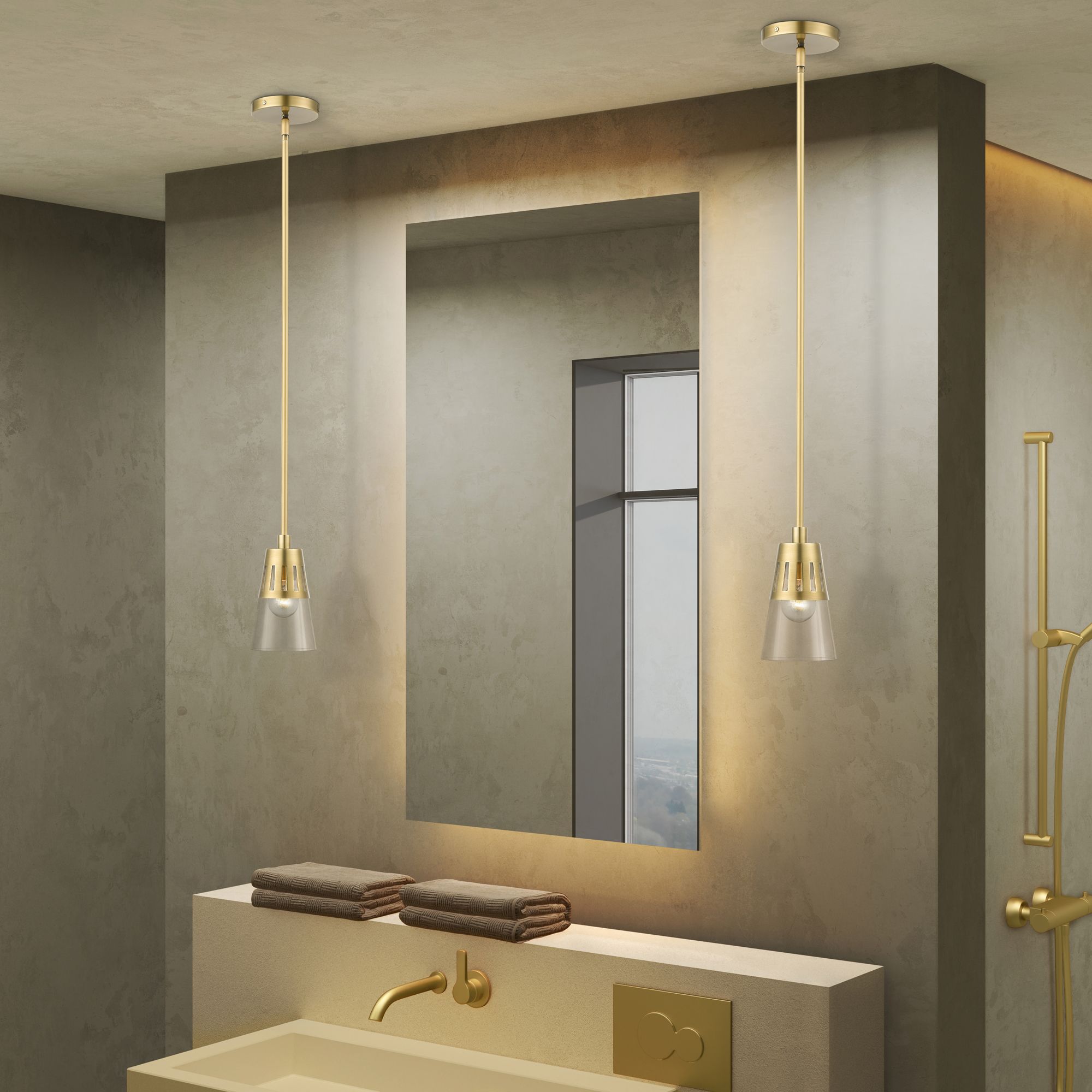 1 Light Natural Brass Mini Pendant