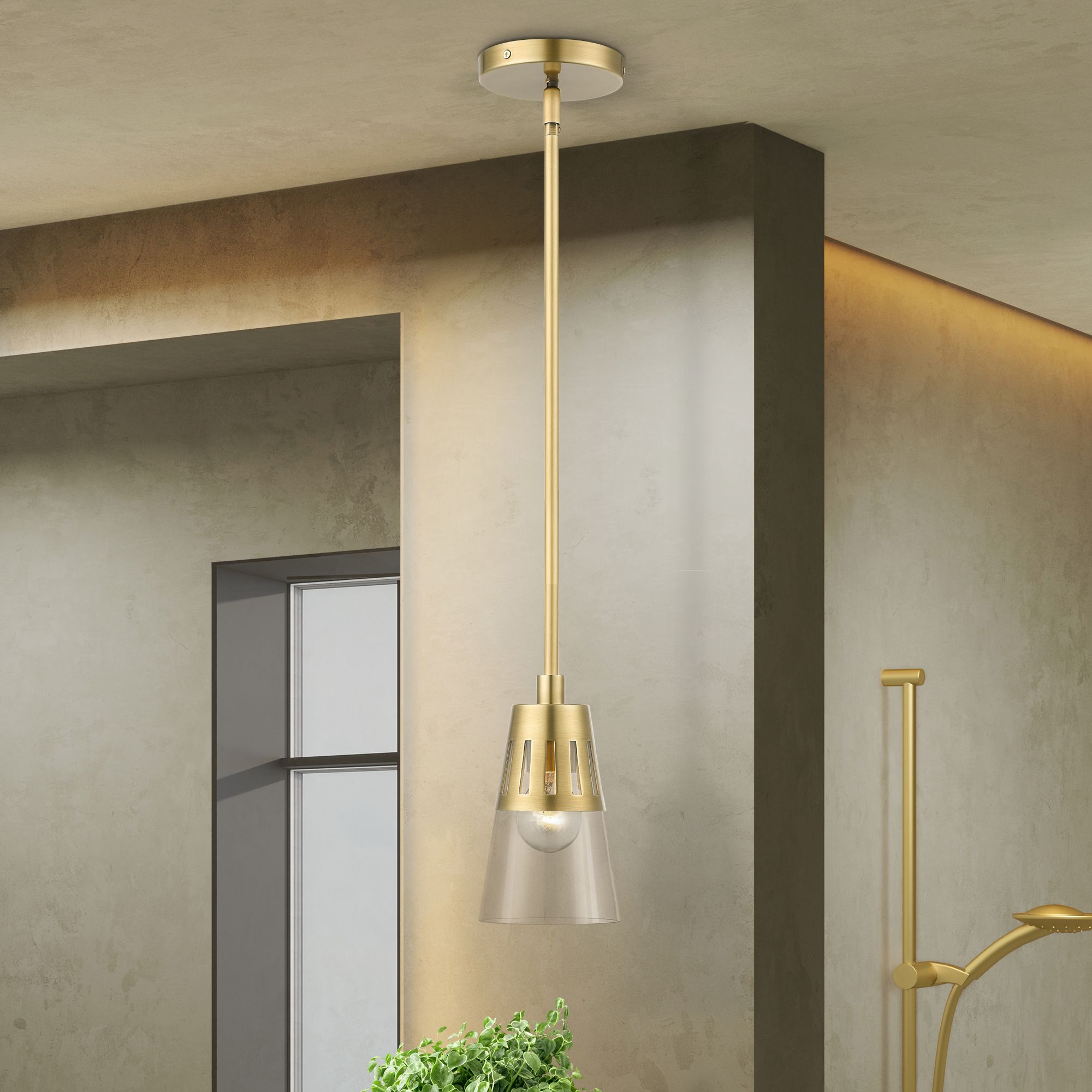 1 Light Natural Brass Mini Pendant
