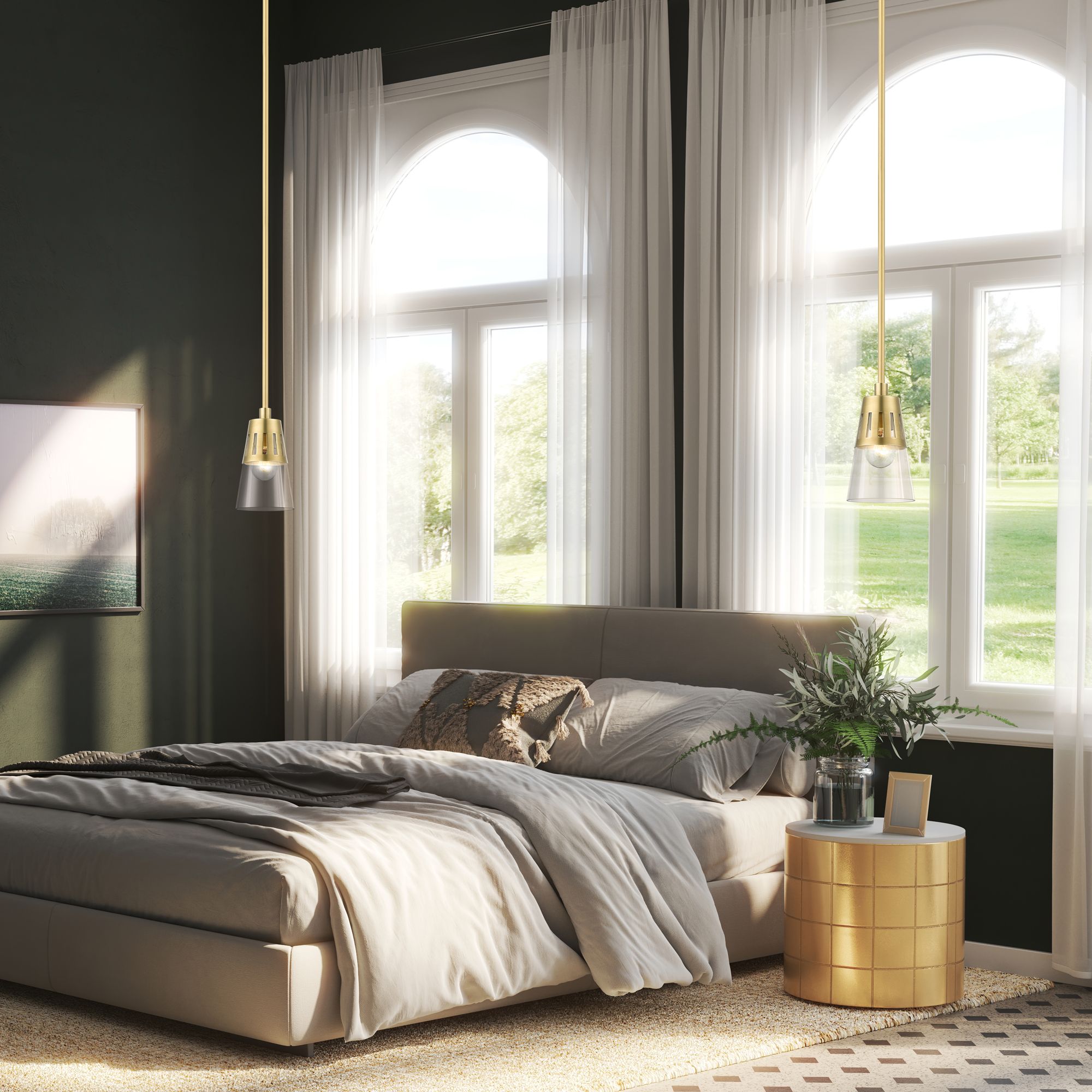 1 Light Natural Brass Mini Pendant