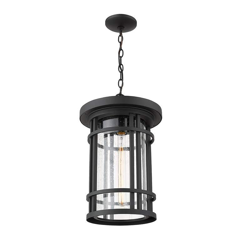 Image 3 1 Light Outdoor Chain Mount Ceiling Fixture in Black finish more views
