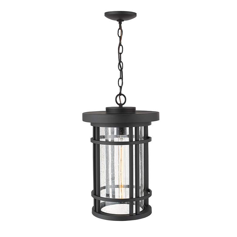 Image 4 1 Light Outdoor Chain Mount Ceiling Fixture in Black finish more views