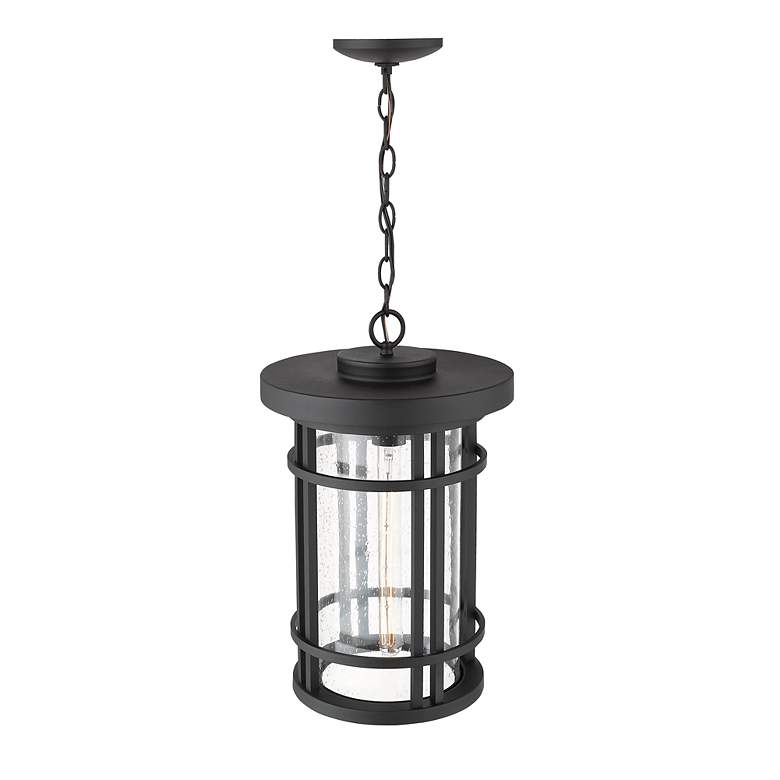 Image 5 1 Light Outdoor Chain Mount Ceiling Fixture in Black finish more views