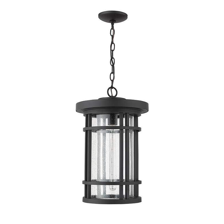 Image 6 1 Light Outdoor Chain Mount Ceiling Fixture in Black finish more views