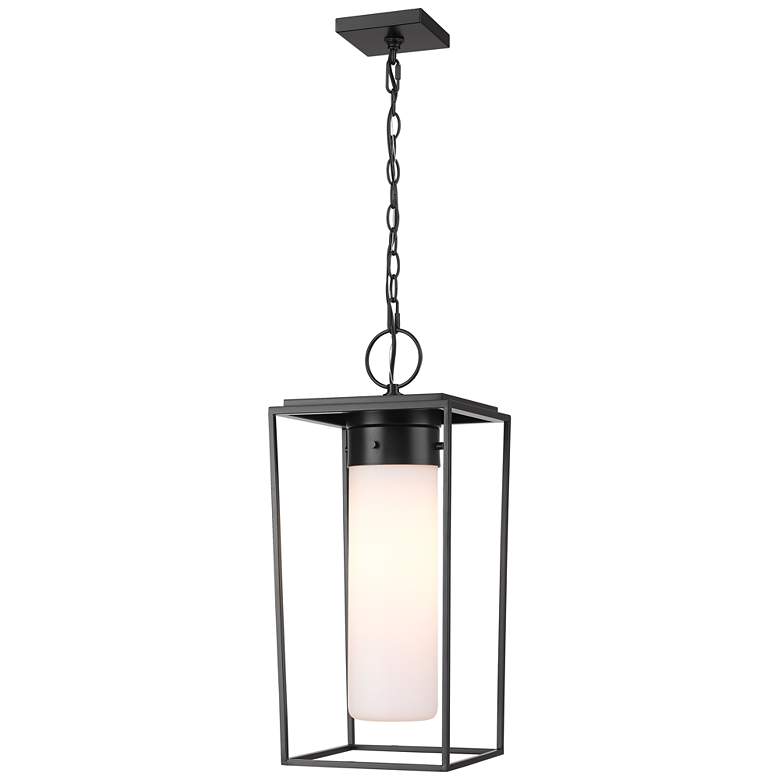 Image 1 1 Light Outdoor Chain Mount Ceiling Fixture in Black finish