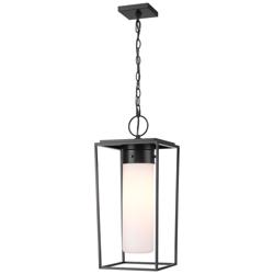 1 Light Outdoor Chain Mount Ceiling Fixture in Black finish