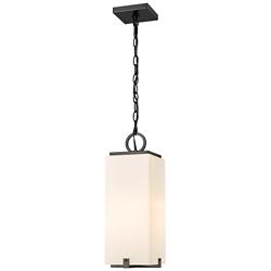 1 Light Outdoor Chain Mount Ceiling Fixture in Black finish