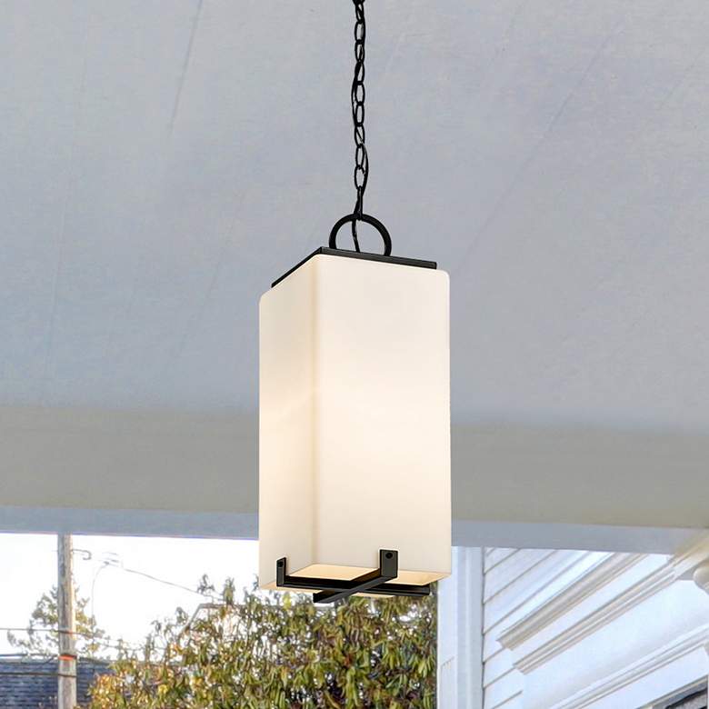 Image 1 1 Light Outdoor Chain Mount Ceiling Fixture in Black finish