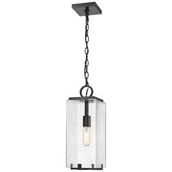 1 Light Outdoor Chain Mount Ceiling Fixture in Black finish