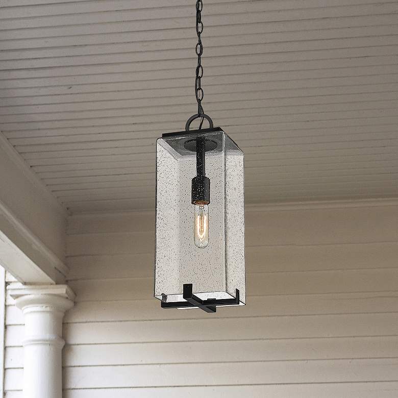 Image 1 1 Light Outdoor Chain Mount Ceiling Fixture in Black finish