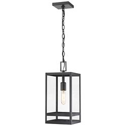 1 Light Outdoor Chain Mount Ceiling Fixture in Black finish