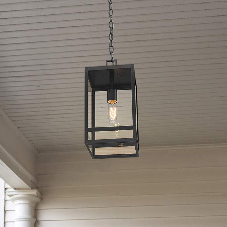 Image 1 1 Light Outdoor Chain Mount Ceiling Fixture in Black finish