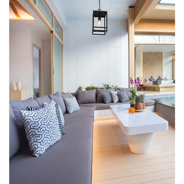 Image 4 1 Light Outdoor Chain Mount Ceiling Fixture in Black finish more views