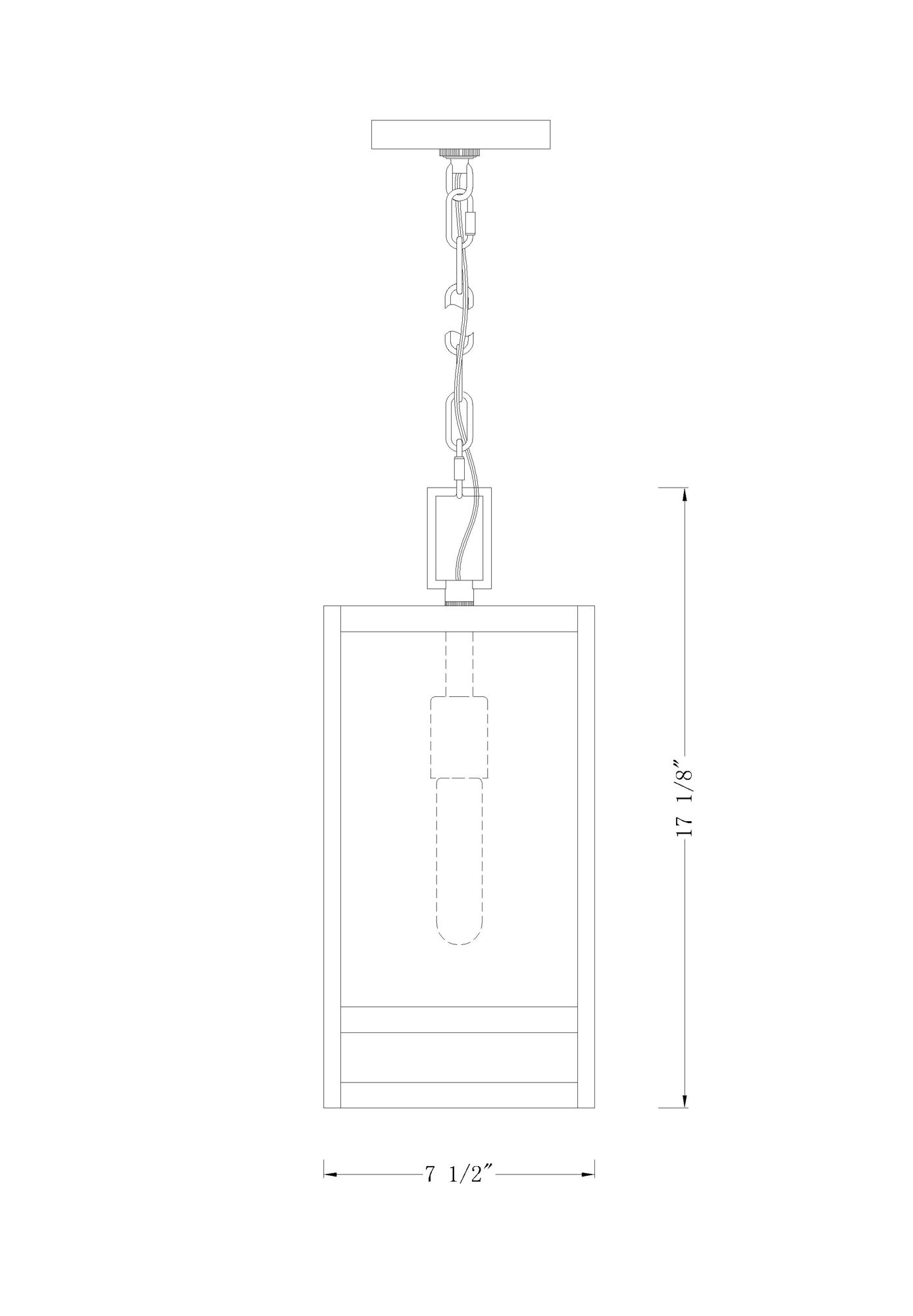 1 Light Outdoor Chain Mount Ceiling Fixture in Black finish