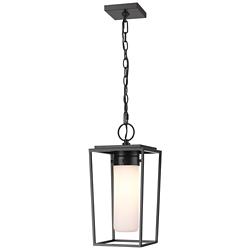 1 Light Outdoor Chain Mount Ceiling Fixture in Black finish