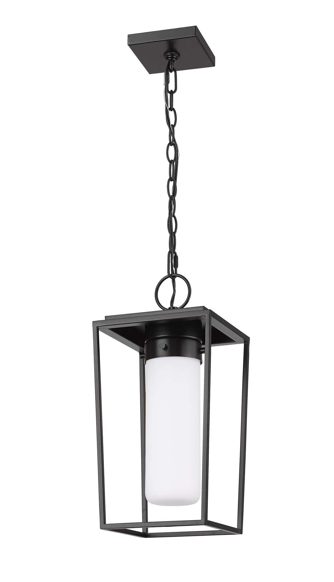1 Light Outdoor Chain Mount Ceiling Fixture in Black finish