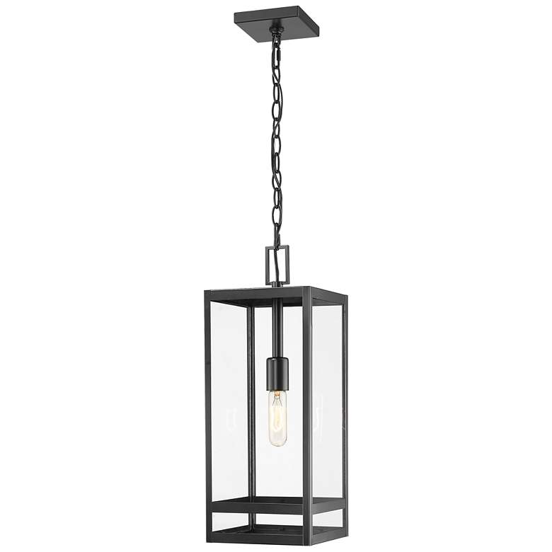 Image 1 1 Light Outdoor Chain Mount Ceiling Fixture in Black finish