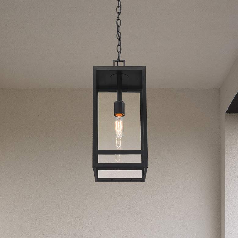 Image 1 1 Light Outdoor Chain Mount Ceiling Fixture in Black finish
