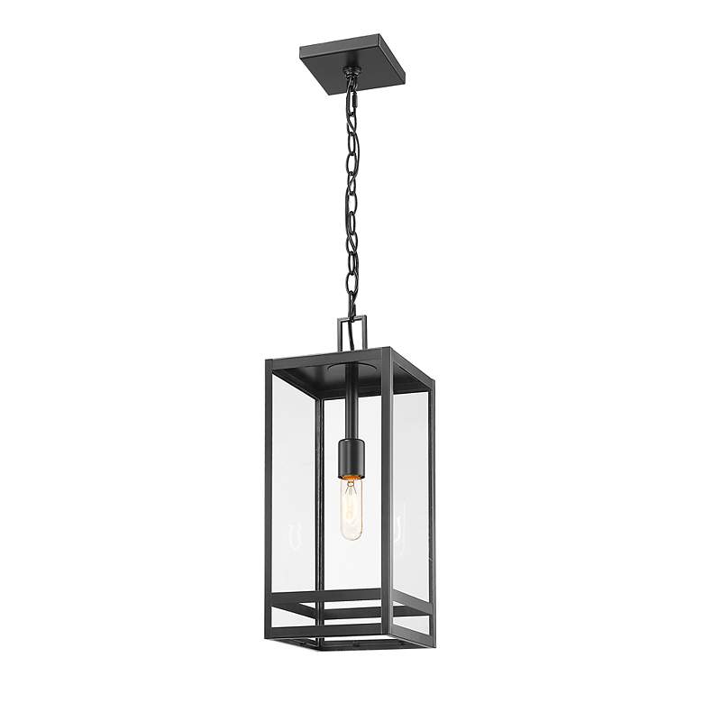 Image 6 1 Light Outdoor Chain Mount Ceiling Fixture in Black finish more views