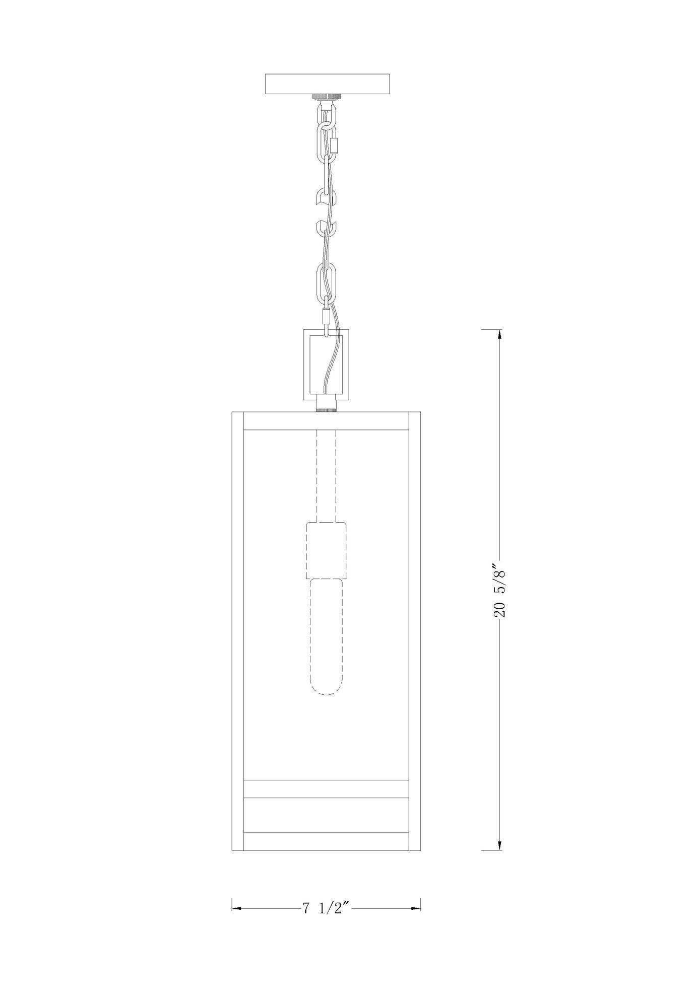 1 Light Outdoor Chain Mount Ceiling Fixture in Black finish