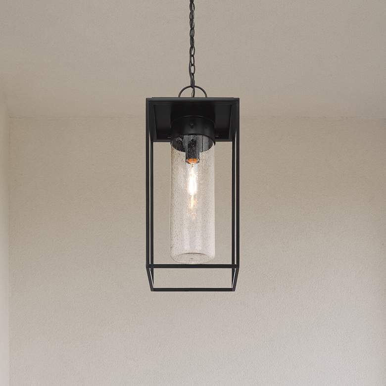 Image 1 1 Light Outdoor Chain Mount Ceiling Fixture in Black finish