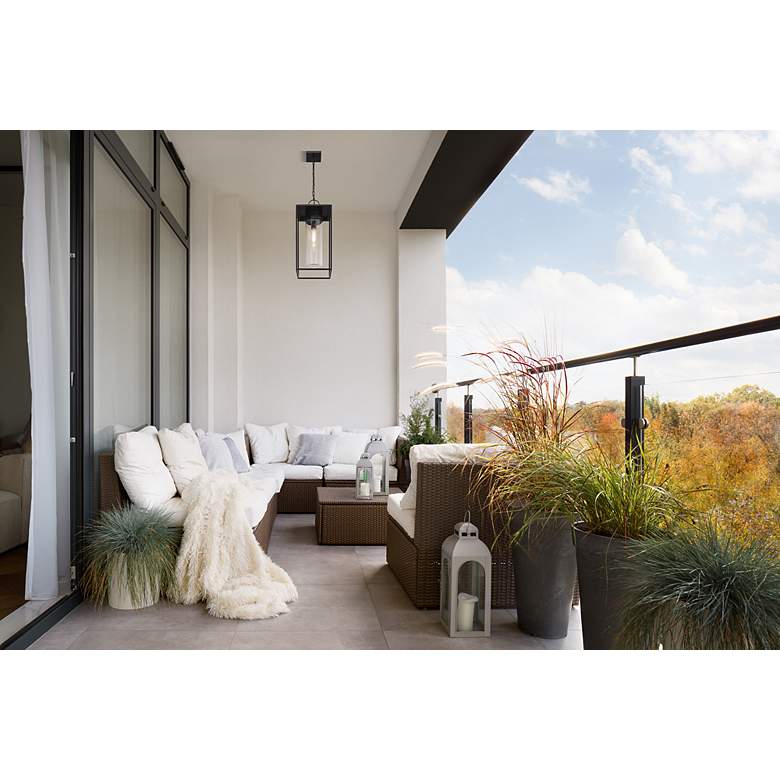 Image 3 1 Light Outdoor Chain Mount Ceiling Fixture in Black finish more views