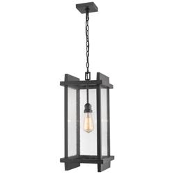1 Light Outdoor Chain Mount Ceiling Fixture in Black finish