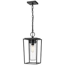 Image1 of 1 Light Outdoor Chain Mount Ceiling Fixture in Black finish
