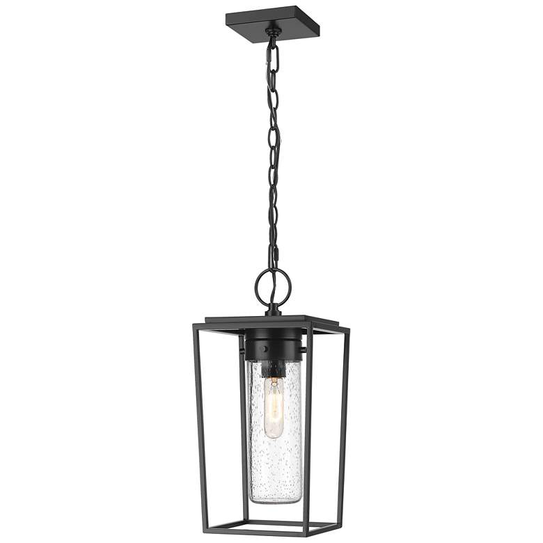 Image 1 1 Light Outdoor Chain Mount Ceiling Fixture in Black finish