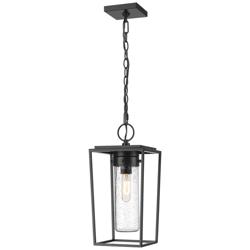 1 Light Outdoor Chain Mount Ceiling Fixture in Black finish