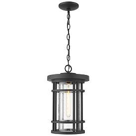 Image1 of 1 Light Outdoor Chain Mount Ceiling Fixture in Black finish