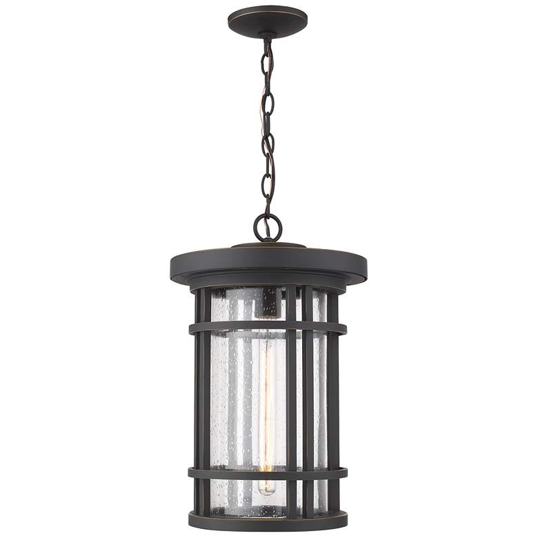 Image 1 1 Light Outdoor Chain Mount Ceiling Fixture in Oil Rubbed Bronze finish