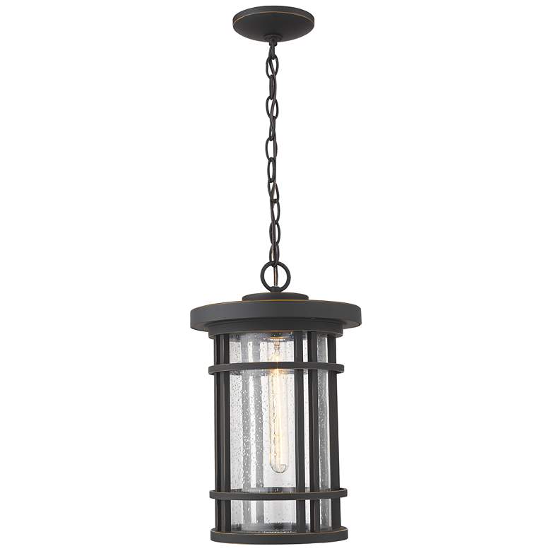 Image 1 1 Light Outdoor Chain Mount Ceiling Fixture in Oil Rubbed Bronze finish