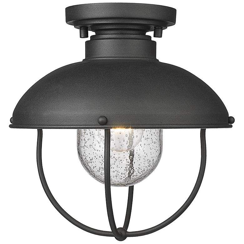 Image 4 1 Light Outdoor Flush Ceiling Mount Fixture in Black Finish more views