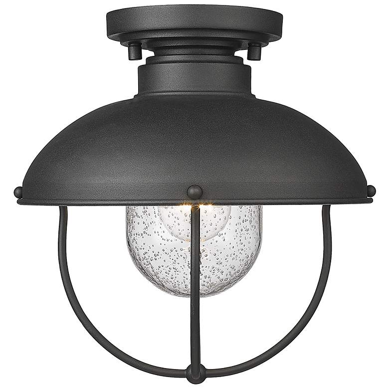 Image 5 1 Light Outdoor Flush Ceiling Mount Fixture in Black Finish more views