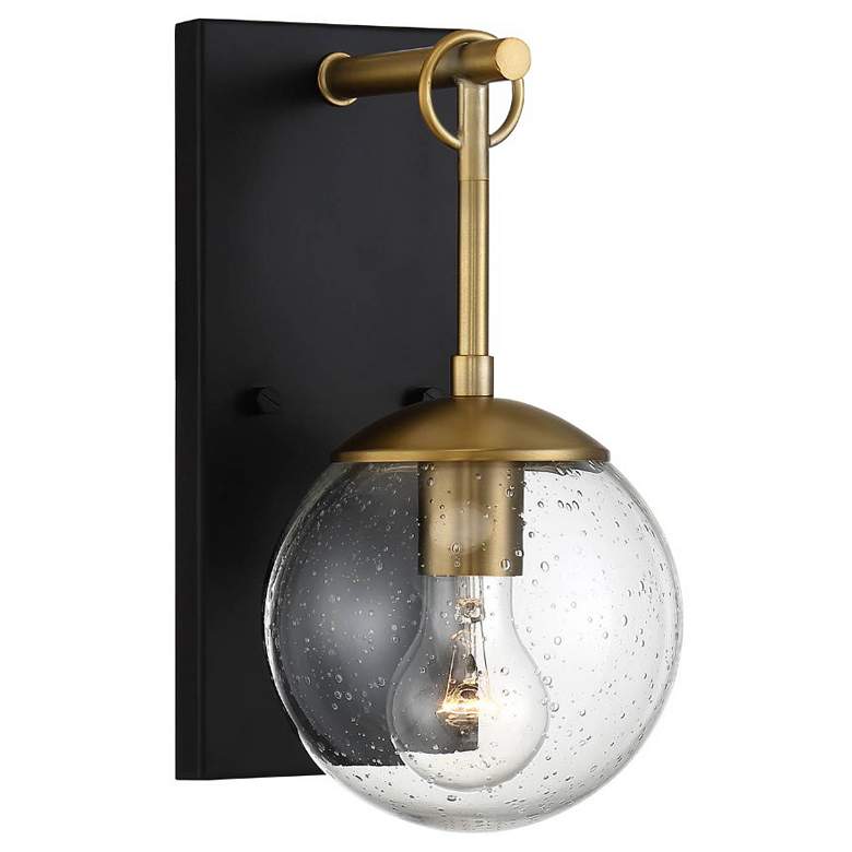Image 1 1-Light Outdoor Wall Lantern in Oil Rubbed Bronze with Natural Brass