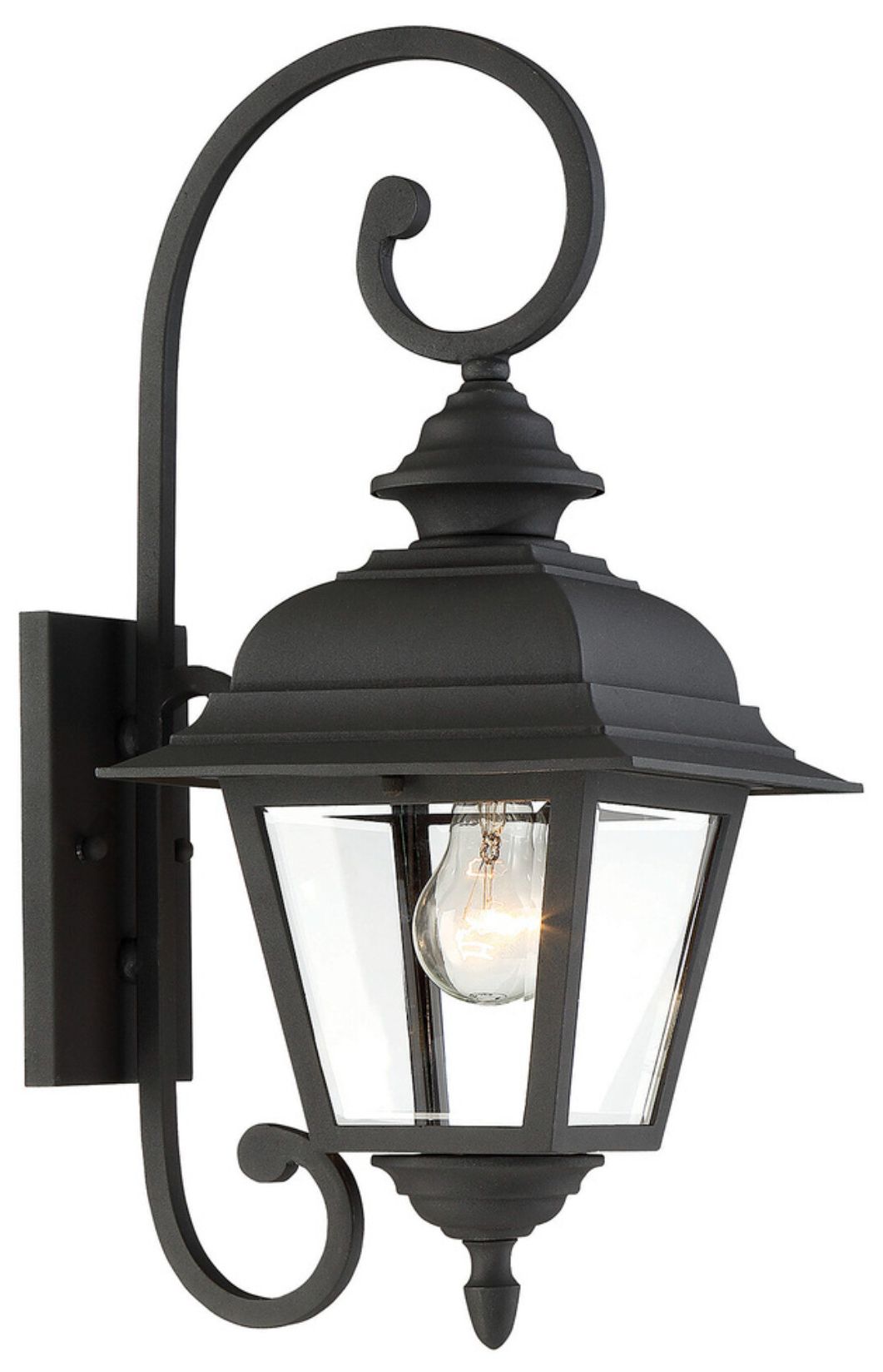 Thumbnail4 of 1-Light Outdoor Wall Lantern in Textured Black more views