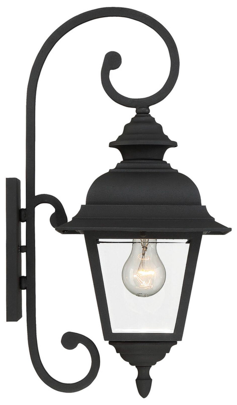 1-Light Outdoor Wall Lantern in Textured Black