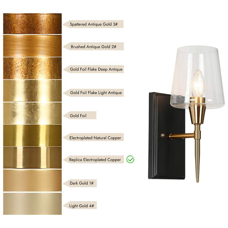 Image 4 1-Light Painted Black Wall Sconce with Seeded Glass Shade more views