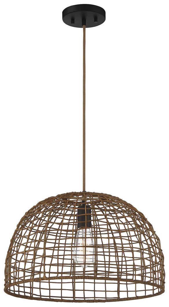 Image 3 1-Light Pendant in Dark Rattan with A Dark Brown Socket more views