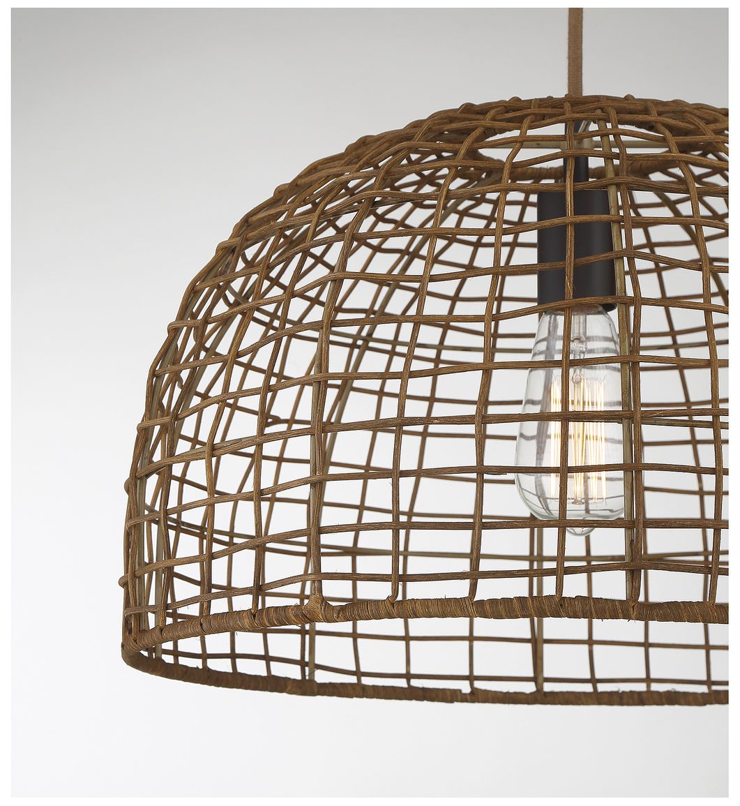Image 5 1-Light Pendant in Dark Rattan with A Dark Brown Socket more views