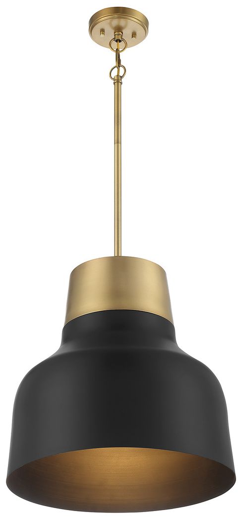 Image 3 1-Light Pendant in Matte Black with Natural Brass more views
