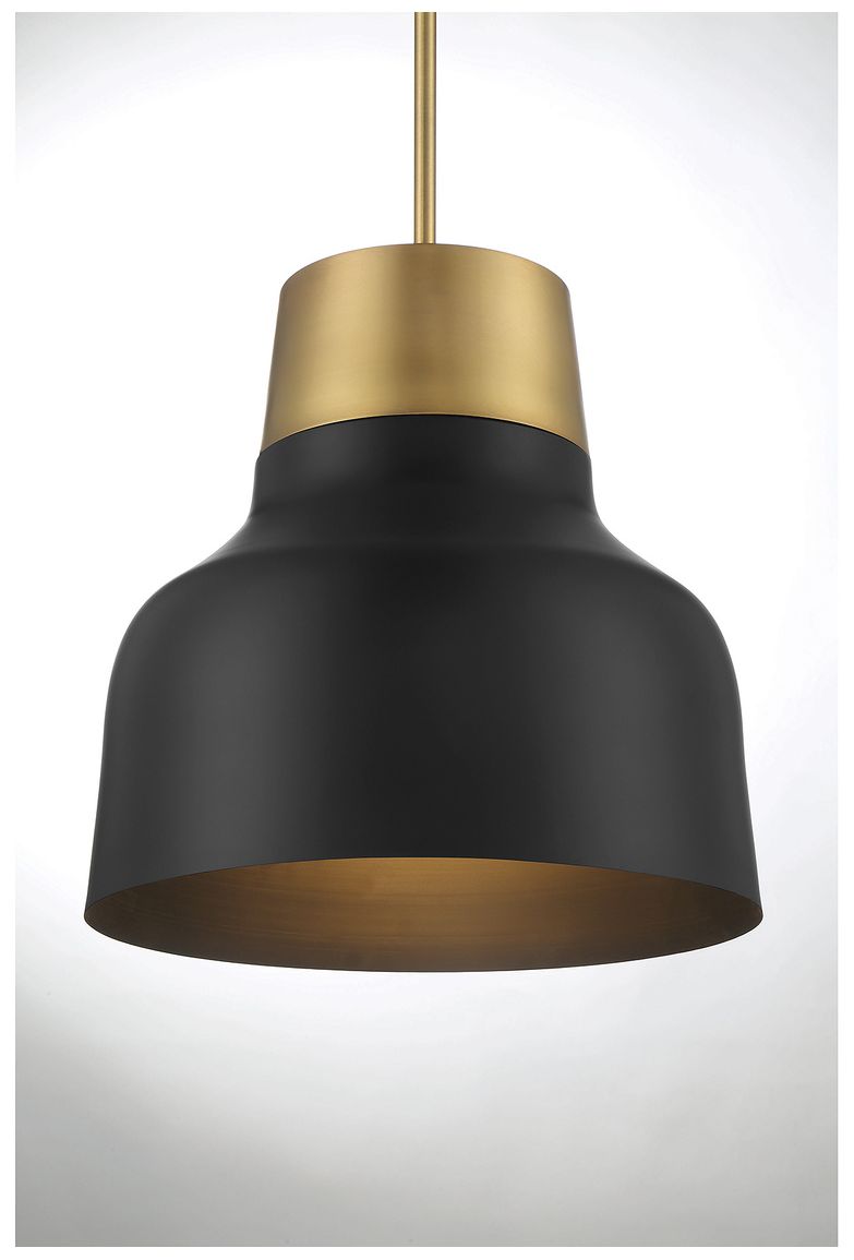 Image 4 1-Light Pendant in Matte Black with Natural Brass more views