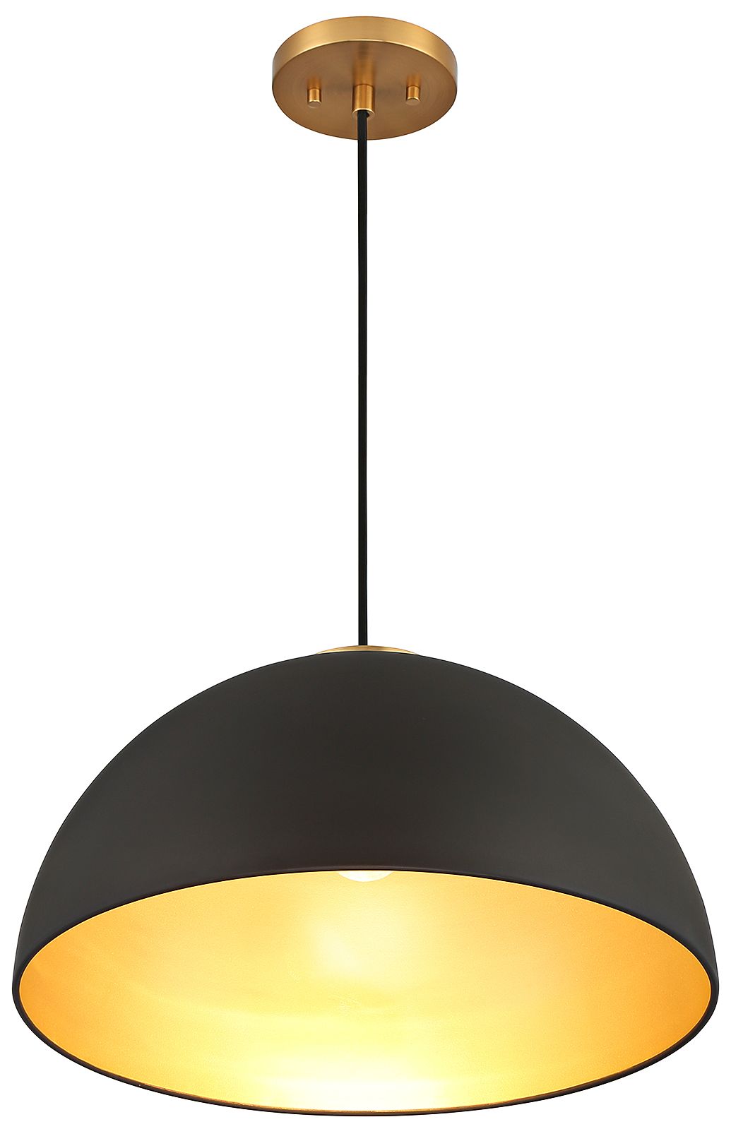 Image 3 1-Light Pendant in Matte Black with Natural Brass more views