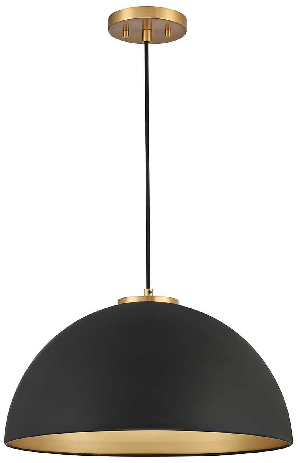 Image 4 1-Light Pendant in Matte Black with Natural Brass more views